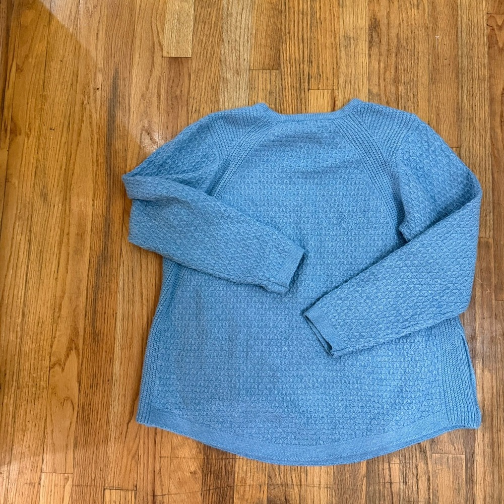J. Jill Sweater M Light Blue Mixed Knit Textured Side Button Fall Winter - Picture 8 of 11